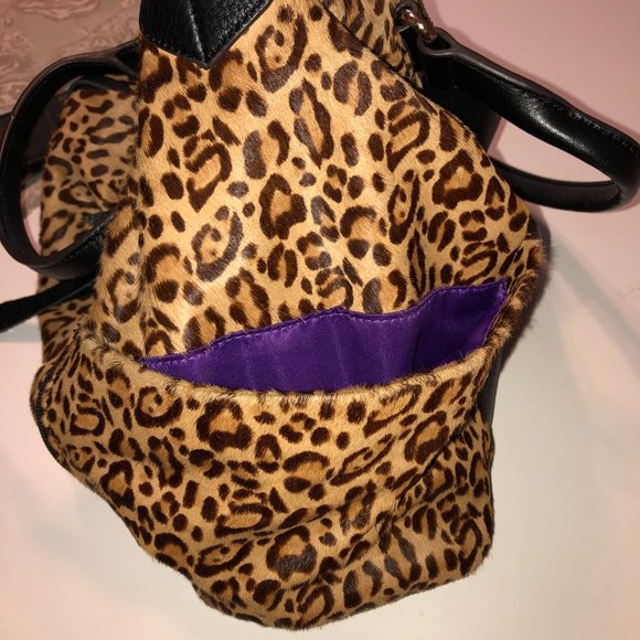 Aimee Kestenberg Tamitha Satchel Leopard Calf Hair Genuine Leather Purse - Picture 13 of 16